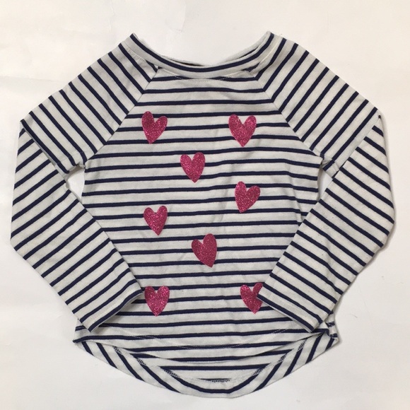 Cat&Jack Girls Striped Heart Long Sleeve Tee - Picture 1 of 6